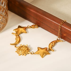 1 Piece Classic Moon & Star Stainless Steel Gold Color Women's Chain Bracelets h5 Picture6