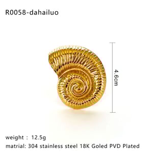 1 Stück Statement-Ring aus Edelstahl in Muschelform in Goldfarbe h5 Bild2