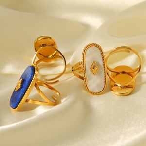 1 Stück Simple Series Täglich unregelmäßig geformte Statement-Ringe aus Edelstahl mit Muschel h5 Bild5