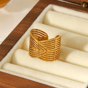1 Stück Simple Series Daily Plant Statement-Ringe aus Edelstahl in Goldfarbe h5 Bild5