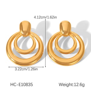 1 Pair Modern Circle Shape Stainless Steel Gold Color Women's Stud Earrings h5 Picture2