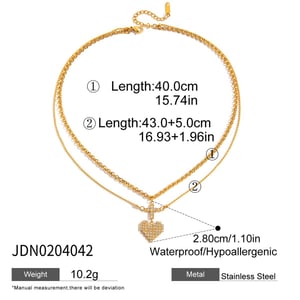 1 Piece Romantic Heart Stainless Steel Gold Color Women's Layered Necklaces h5 Picture2