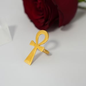 1 Piece Simple  Casual Cross Stainless Steel  Gold Color  Statement Rings h5 Picture6
