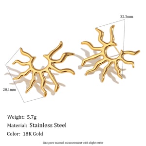 1 Pair Simple Series Vacation Sun Stainless Steel  Gold Color Women's Stud Earrings h5 Picture4