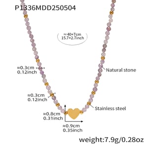 1 Piece Gorgeous Beads Stainless Steel Gold Color Women's Beaded Necklaces h5 Picture2