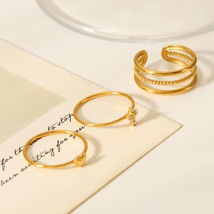 1 Stück Simple Series Daily Cross Edelstahl Goldfarbenes Ringset h5 Bild6