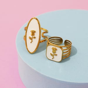 1 pezzo semplice serie retrò fiore in acciaio inossidabile color oro anelli minimalisti h5 Immagine7