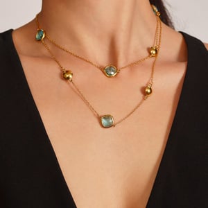 1 Piece Retro Rectangle Stainless Steel Gold Color Women's Pendant Necklaces h5 Picture5