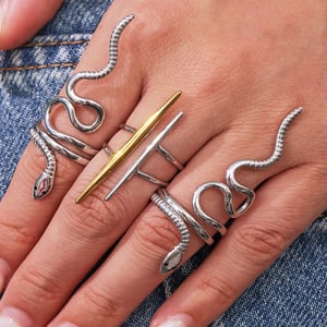 1 Piece Simple Series Natural Snake Stainless Steel Gold Color Statement Rings h5 Picture3