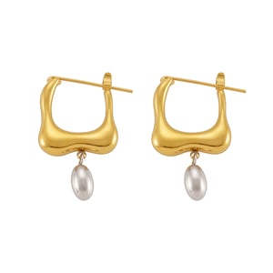 1 Pair Irregular Shape Stainless Steel Gold Color Women's Drop Earrings h5