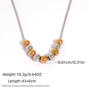 1 Piece Simple Series Simple Beads Stainless Steel Beaded Necklaces h5 Picture2
