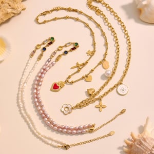 1 Piece Elegant Flower Stainless Steel Zircon Pearl Beads Women's Pendant Necklaces h5 Picture6