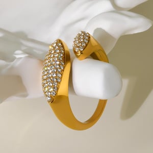 1 Piece Luxurious Shape Stainless Steel Gold Color Zircon Women's Gemstone Rings h5 Picture6
