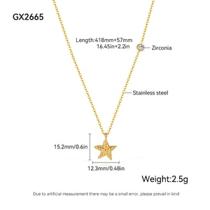 1 Stück Halskette mit Seestern-Anhänger aus Edelstahl in Goldfarbe h5 Bild2