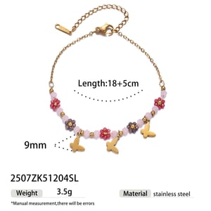 1 Piece Romantic Series Sweet Flower Stainless Steel  Gold Color Charm Bracelet h5