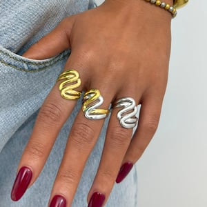 1 Piece Simple Irregular Shape Stainless Steel  Gold Color Statement Rings h5 Picture4