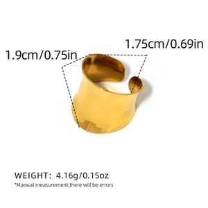 1 Stück einfache, unregelmäßig geformte, minimalistische Ringe aus Edelstahl in Goldfarbe h5 