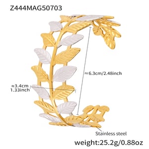 1 Piece Elegant Leaf Stainless Steel Assorted Colors Women's Bangles h5