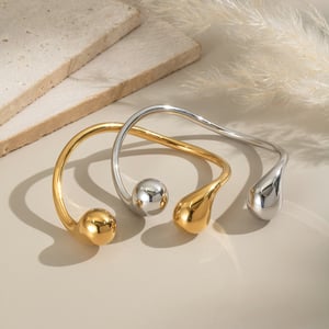 1 Piece Irregular Shape Stainless Steel Gold Color Cuff Bangle h5 Picture2