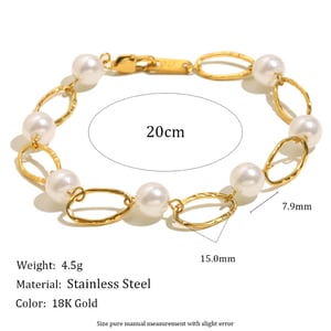 1 Piece Classic Series Oval Stainless Steel Gold Color Women's Chain Bracelets h5 Picture4