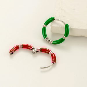 1 Piece Colorful Circle Stainless Steel Women's Hoop Earrings h5 Picture3