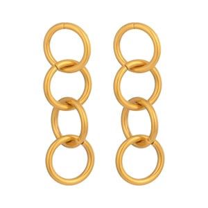 1 par de pendientes sencillos de acero inoxidable con forma circular para mujer, color dorado h5 Imagen6