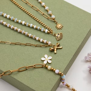 1 Piece Delicate Flower Stainless Steel Gold Color Women's Charm Bracelets h5 Picture7