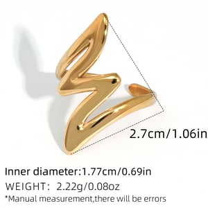1 Piece Simple Series Daily Lines Stainless Steel   Gold Color  Minimalist Rings h5 Picture2