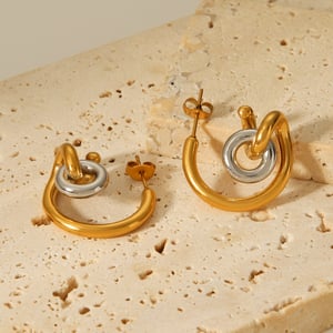 1 Pair Daily Irregular Shape Stainless Steel Gold Color Women's Stud Earrings h5 Picture6