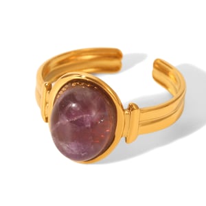 1 Stück täglich unregelmäßige Form Edelstahl Naturstein Damen Edelstein Ringe h5 