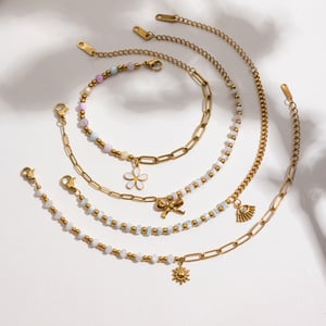1 Piece Delicate Flower Stainless Steel Gold Color Women's Charm Bracelets h5 Picture8