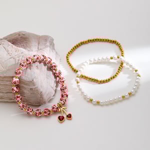 1 Piece  Sweet Flower Ceramics  Gold Color  Women's Beaded Bracelets h5 Picture2