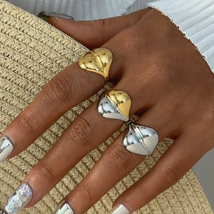 1 Piece Simple Irregular Shape Stainless Steel  Gold Color Statement Rings h5 Picture3