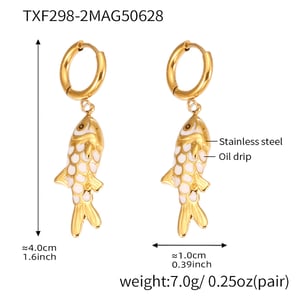 1 Piece Colorful Fish Stainless Steel Gold Color Women's Necklaces Sets h5