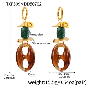 1 Pair Retro Irregular Oval Shape Stainless Steel Gold Color Women's Drop Earrings h5