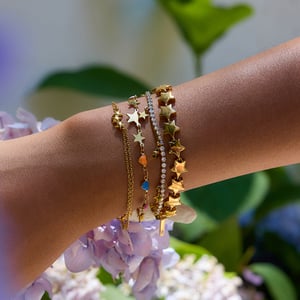 1 Piece Shinning Star Stainless Steel Gold Color Women's Chain Bracelets h5 Picture4