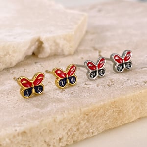 1 Paar Ohrstecker in Schmetterlingsform aus Edelstahl in Goldfarbe h5 Bild4