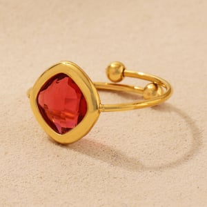 1 Stück elegante rechteckige Statement-Ringe aus Edelstahl in Goldfarbe h5 Bild3