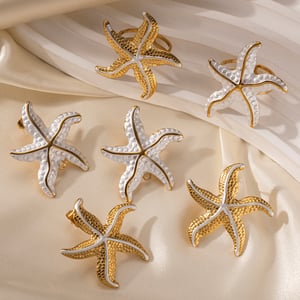 Starfish Stainless Steel Gold Color Earrings Set h5 Picture2