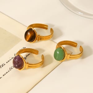 1 Stück täglich unregelmäßige Form Edelstahl Naturstein Damen Edelstein Ringe h5 Bild6