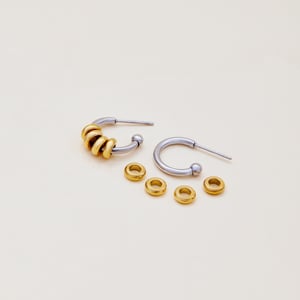 1 Pair Minimalist Circle Stainless Steel Gold Color Women's Hoop Earrings h5 Picture7