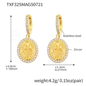 1 Piece Retro Figure Stainless Steel Gold Color Zircon Women's Jewelry Sets h5
