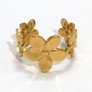 1 Piece Simple  Elegant Flower Stainless Steel  Gold Color  Minimalist Rings h5 