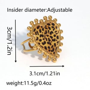 1 stuk eenvoudige dagelijkse hartvormige luipaardprint roestvrijstalen statement ringen h5 Afbeelding2