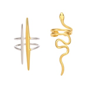 1 Piece Simple Series Natural Snake Stainless Steel Gold Color Statement Rings h5 Picture7