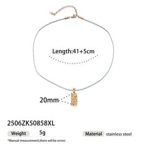 1 Piece Tarot Stainless Steel  Gold Color Natural Stone Beaded Necklace h5