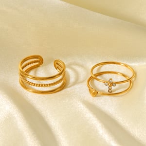 1 Stück Simple Series Daily Cross Edelstahl Goldfarbenes Ringset h5 Bild5