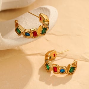 1 Pair Luxurious Series Stainless Steel Gold Color Hoop Earrings h5 Picture4
