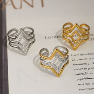 1 Piece Simple Series Simple Woven Stainless Steel   Gold Color  Minimalist Rings h5 Picture9