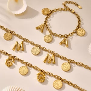 1 Piece Daily Letter Stainless Steel Gold Color Women's Charm Bracelets h5 Picture8